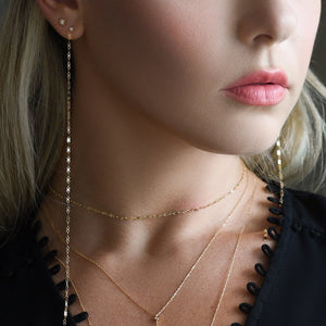 Infinity Gold Long Earrings with Diamonds