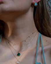 Load image into Gallery viewer, Green Agate Gemstone Gold Earrings