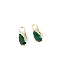 Load image into Gallery viewer, Green Agate Gemstone Gold Earrings