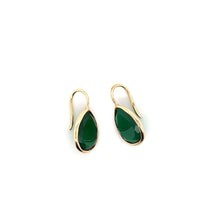 Load image into Gallery viewer, Green Agate Gemstone Gold Earrings