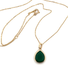Load image into Gallery viewer, Green Agate Gemstone Pear Shape Gold Neckalce