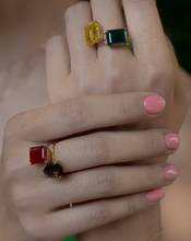 Load image into Gallery viewer, Green Agate Gemstone Octagon Cut Gold Ring