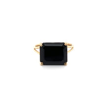Load image into Gallery viewer, Black Chalcedony Gemstone Octagon Cut Gold Ring