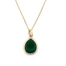 Load image into Gallery viewer, Green Agate Gemstone Pear Shape Gold Neckalce