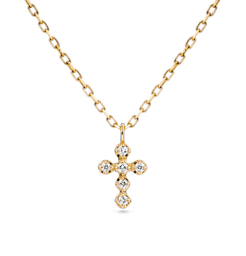 Classic Gold Petite Diamond Cross Necklace