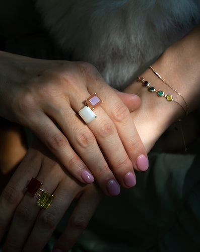Labradorite Gemstone (MoonStone) Octagon Cut Gold Ring