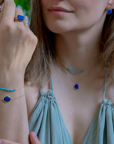 Magical Lapis Lazuli Gemstone Gold Neckalce