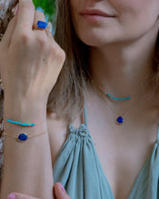 Load image into Gallery viewer, Turquoise Necklace with Gold Beat and Adjustable Chain