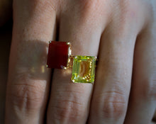 Load image into Gallery viewer, Lemon Quartz Ring Octagon Cut Gold Ring