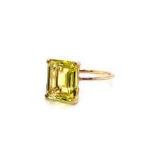 Load image into Gallery viewer, Lemon Quartz Ring Octagon Cut Gold Ring