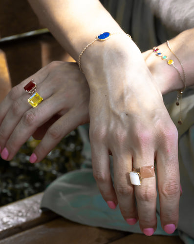 Lemon Quartz Ring Octagon Cut Gold Ring