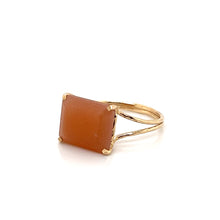Load image into Gallery viewer, Orange MoonStone Gemstone Octagon Cut Gold Ring