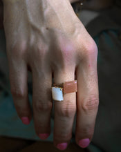 Load image into Gallery viewer, Orange MoonStone Gemstone Octagon Cut Gold Ring
