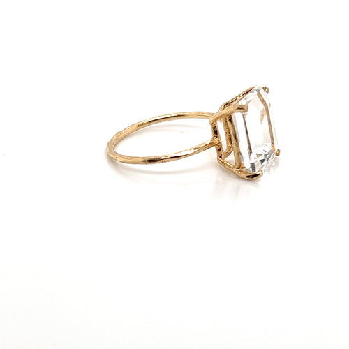 Quartz Color Gemstone Octagon Cut Gold Ring