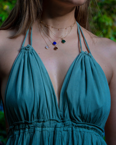 Smoky Quartz Gemstone Pear Shape Gold Neckalce