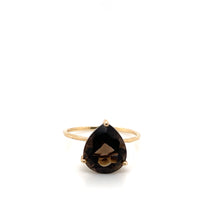 Load image into Gallery viewer, Smoky Quartz Pear-sparped Gold Ring