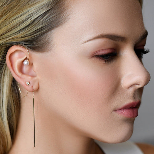 Woman Power Akoya Pearl Gold Chain Cuff Earring