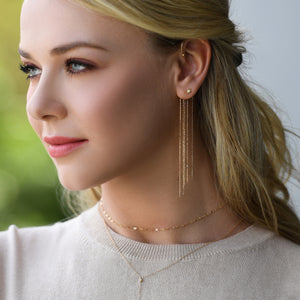 Diamond Chandelier Gold Chain Cuff Earring 