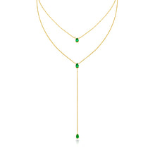 Load image into Gallery viewer, Classic Double Layer Tear-Drop Emerald Necklace 