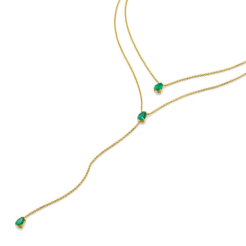 Classic Double Layer Tear-Drop Emerald Necklace 